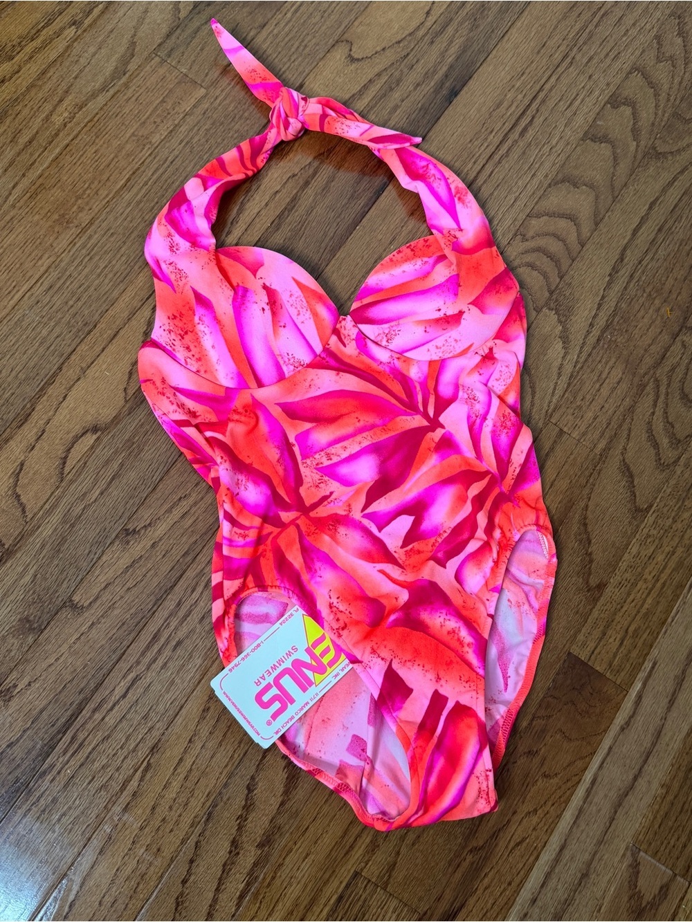 Venus Y2K Halter Padded One Piece e Swimsuit Pink Orange Size S